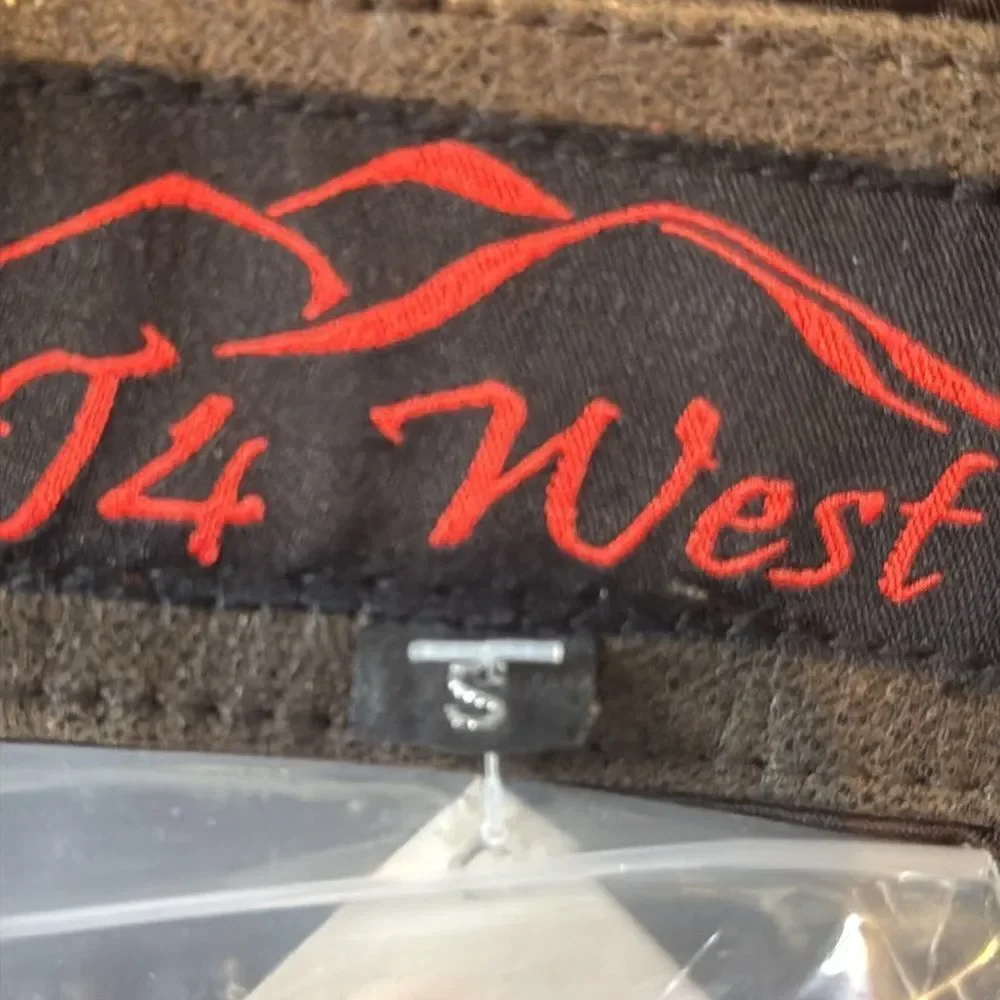 Men's Vintage T4 West Brown John Vest Genuine Leather Snap Closure Size S NWT